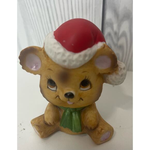 Vintage Lefton Ceramic Christmas Xmas Mouse Figurine - Picture 1 of 6